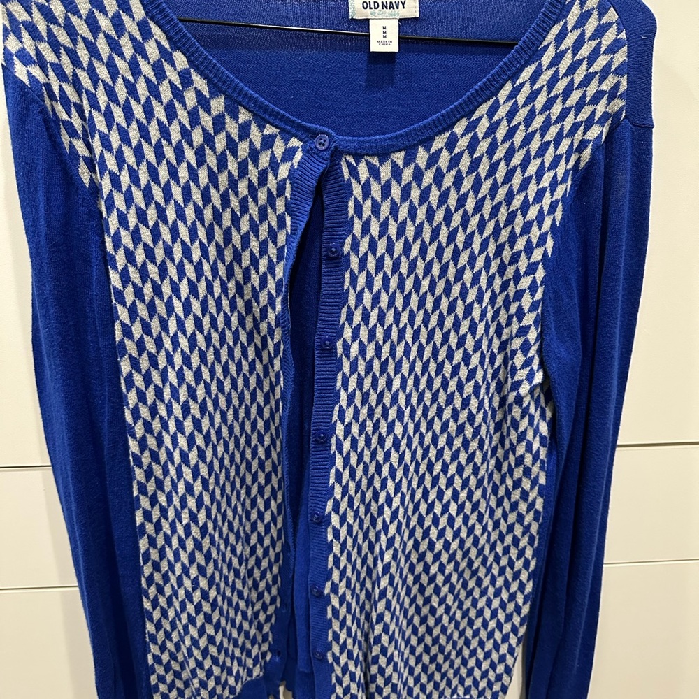 Old Navy Blue and White Cardigan